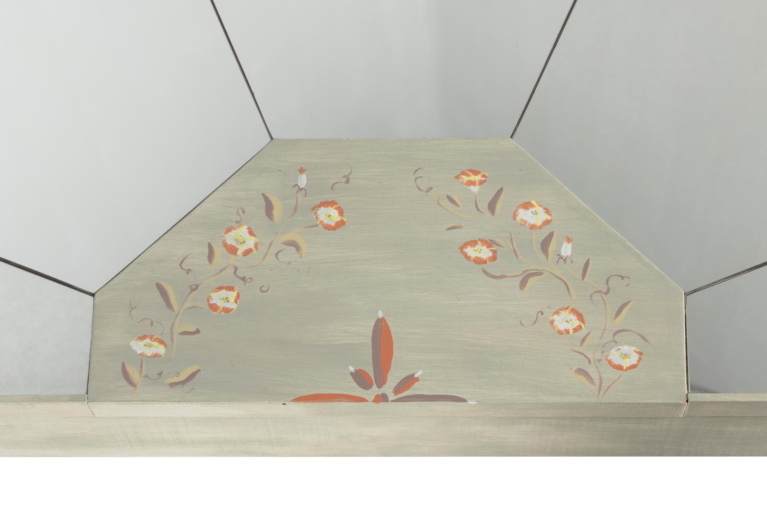 A Pair of Custom Painted and Mirror-Veneered Console Tables