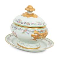 A Mottahedeh Lowestoft Rose Porcelain Covered Tureen and Underplate