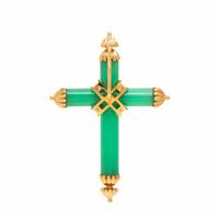 Tiffany & Co., Chalcedony, Diamond, and Yellow Gold Cross Pendant