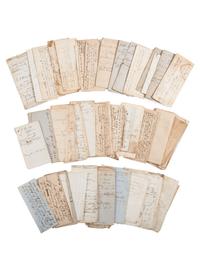 [SLAVERY & ABOLITION]. A group of court documents from Kentucky highlighted by a writ of execution against William I. Thompson for "gambling with [a] negro." Taylor County, Kentucky. 15 March 1856.
