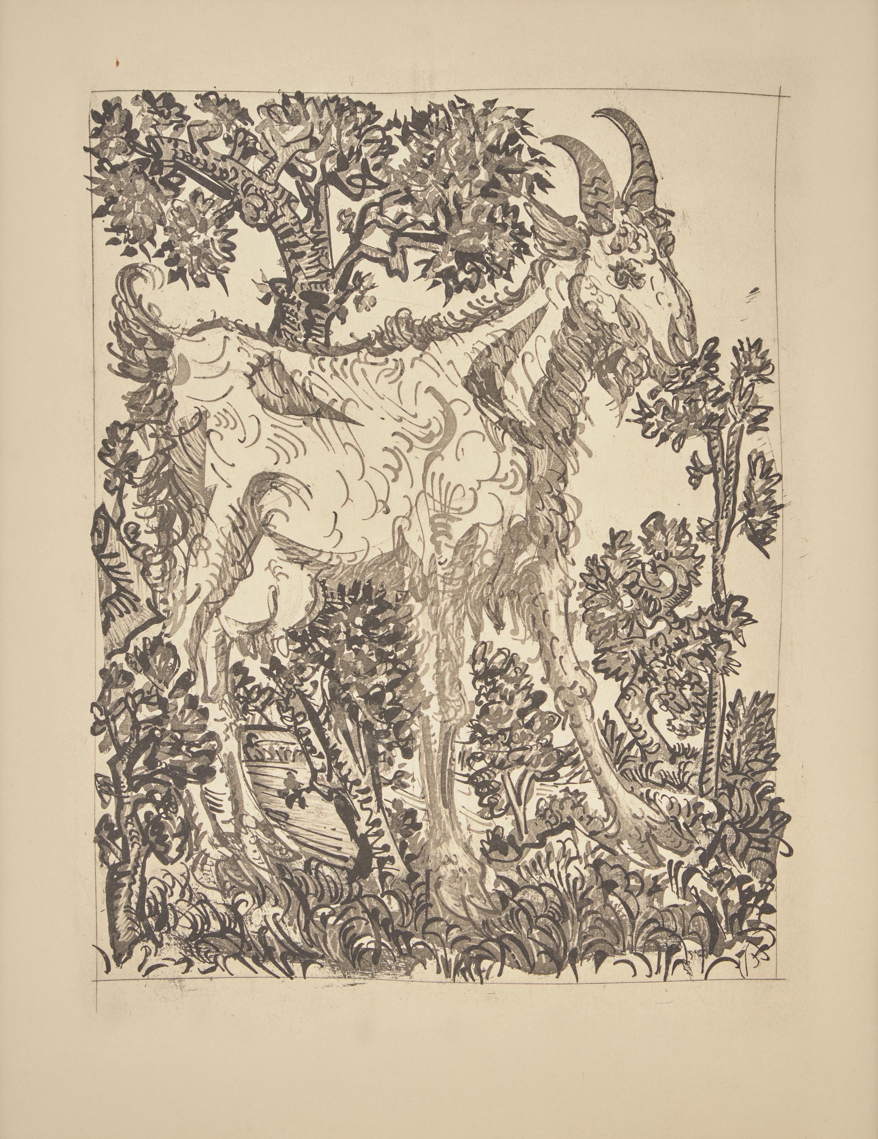 A group of six prints from L'Histoire Naturelle (Le Chevre (The Goat); Le Crapaud (The Toad); Le Chien (The Dog); Le Taupeau (The Bull); Le Dindon (The Turkey); L'Araignee (The Spider)) , 1942
