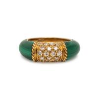 Malachite, Diamond, and Yellow Gold Ring