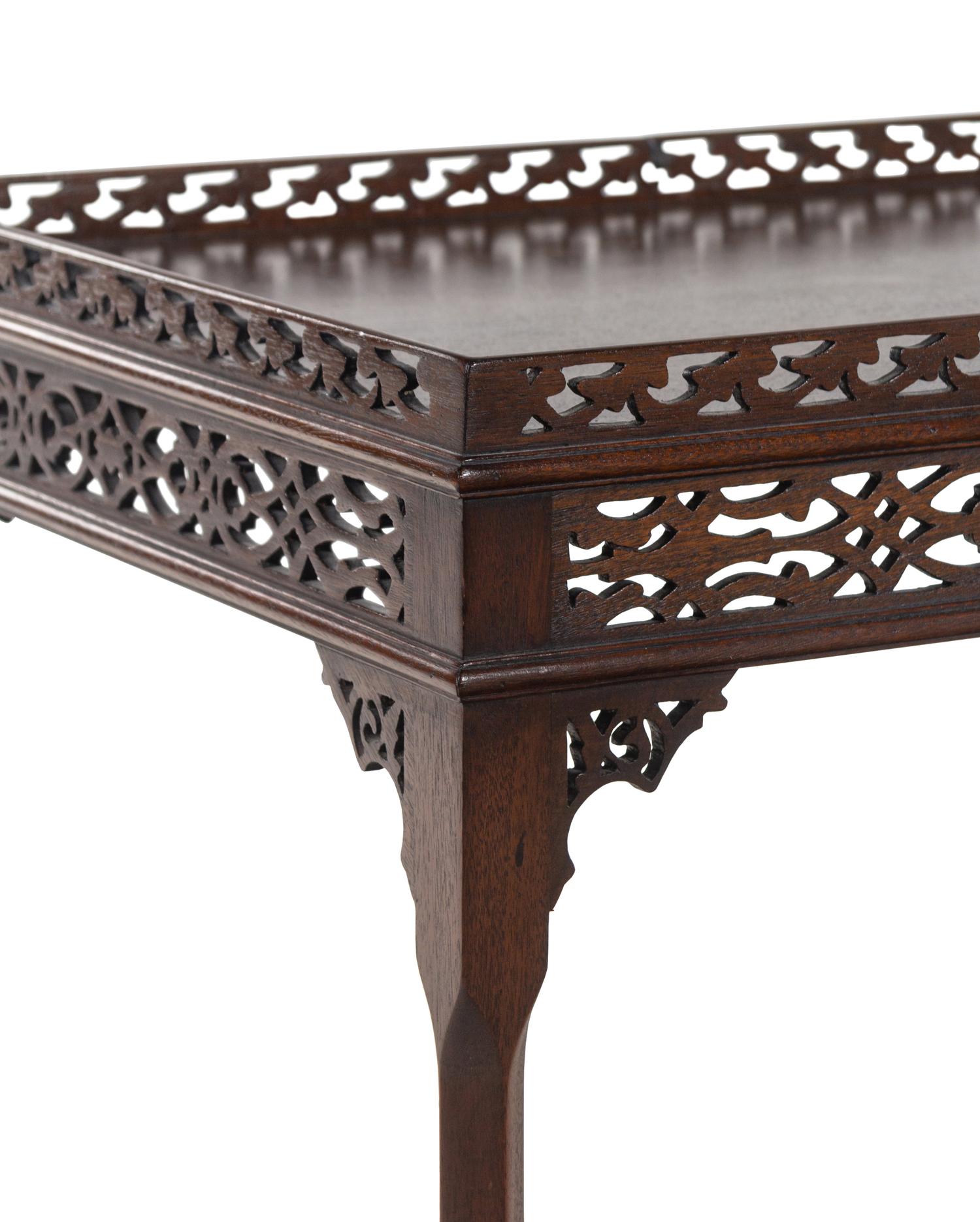 A Pair of Chinese Chippendale Style Mahogany Side Tables