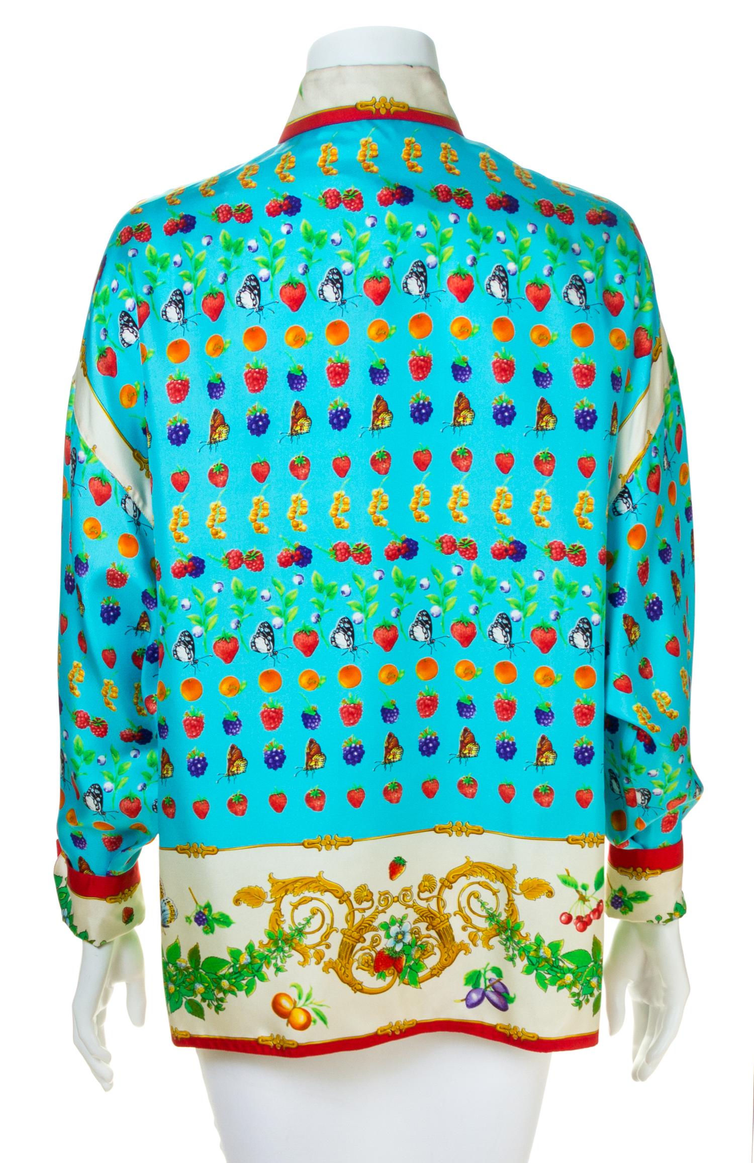 A Gianni Versace Silk Print Shirt, Size 42.