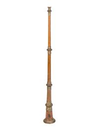 A Tibetan Brass Mounted Copper Dung Chen (Long Horn)