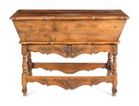 A French Provincial Walnut Panettiere and Dough Box on Stand