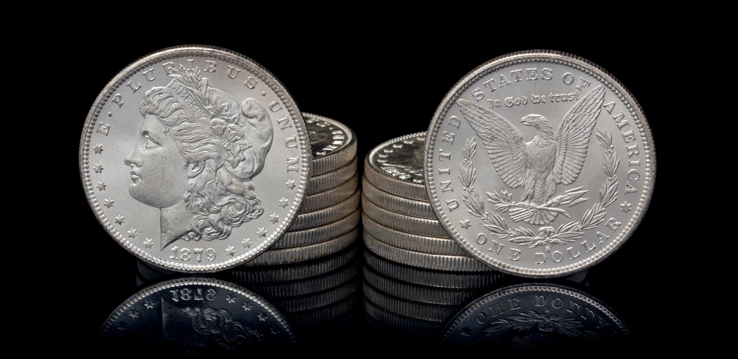A Group of Thirteen United States 1879-S Morgan Silver Dollar Coins
