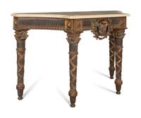 An Italian Neoclassical Style Painted Console Table with Marble Top