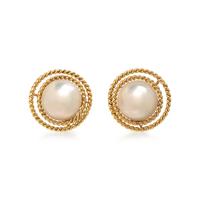 MABÉ CULTURED PEARL AND YELLOW GOLD CLIP EARRINGS