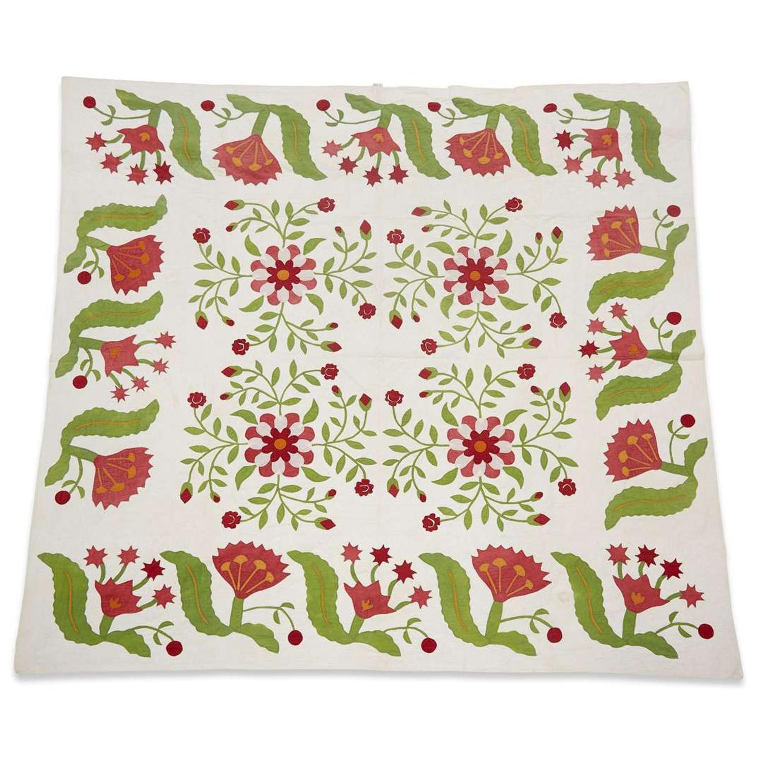 Appliquéd cotton quilt Monroe, NY, late 19th century