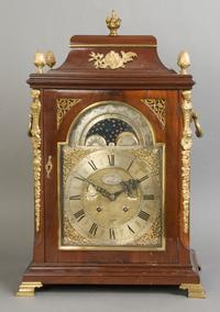 A Mahogany and Gilt Metal Mounted Bracket Clock, Riel and Graff, Height 21 inches.