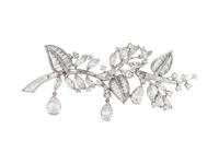 A Platinum and Diamond Foliate Motif Brooch,