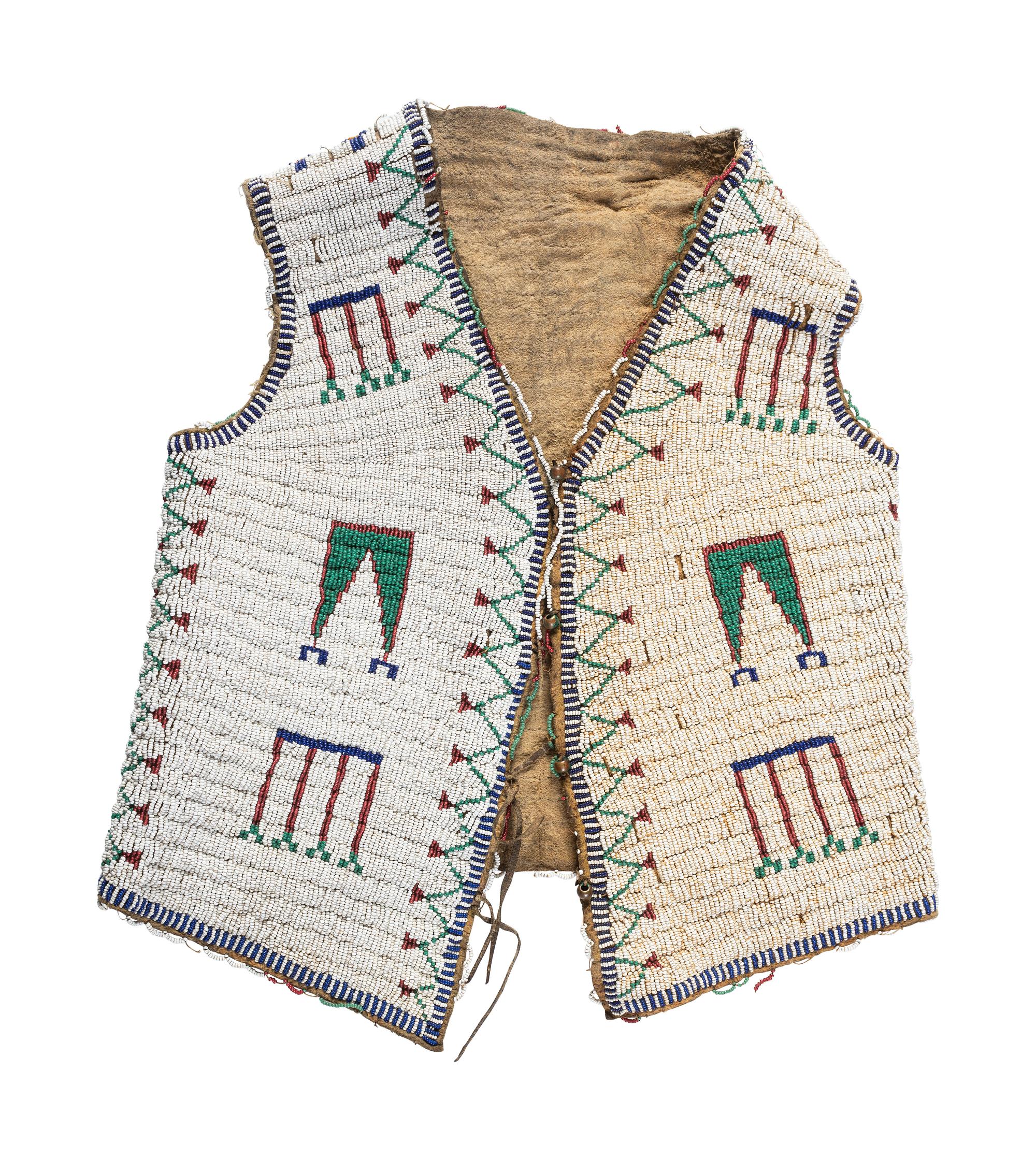 Sioux Child's Beaded Buffalo Hide Vest