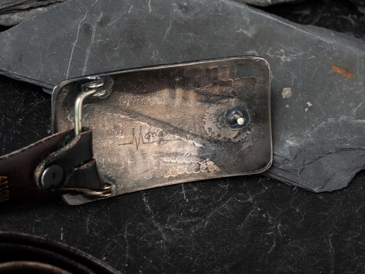 Silver Overlay Belt Buckle, with Black Leather Belt