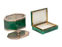 Two Malachite Veneered Table Caskets