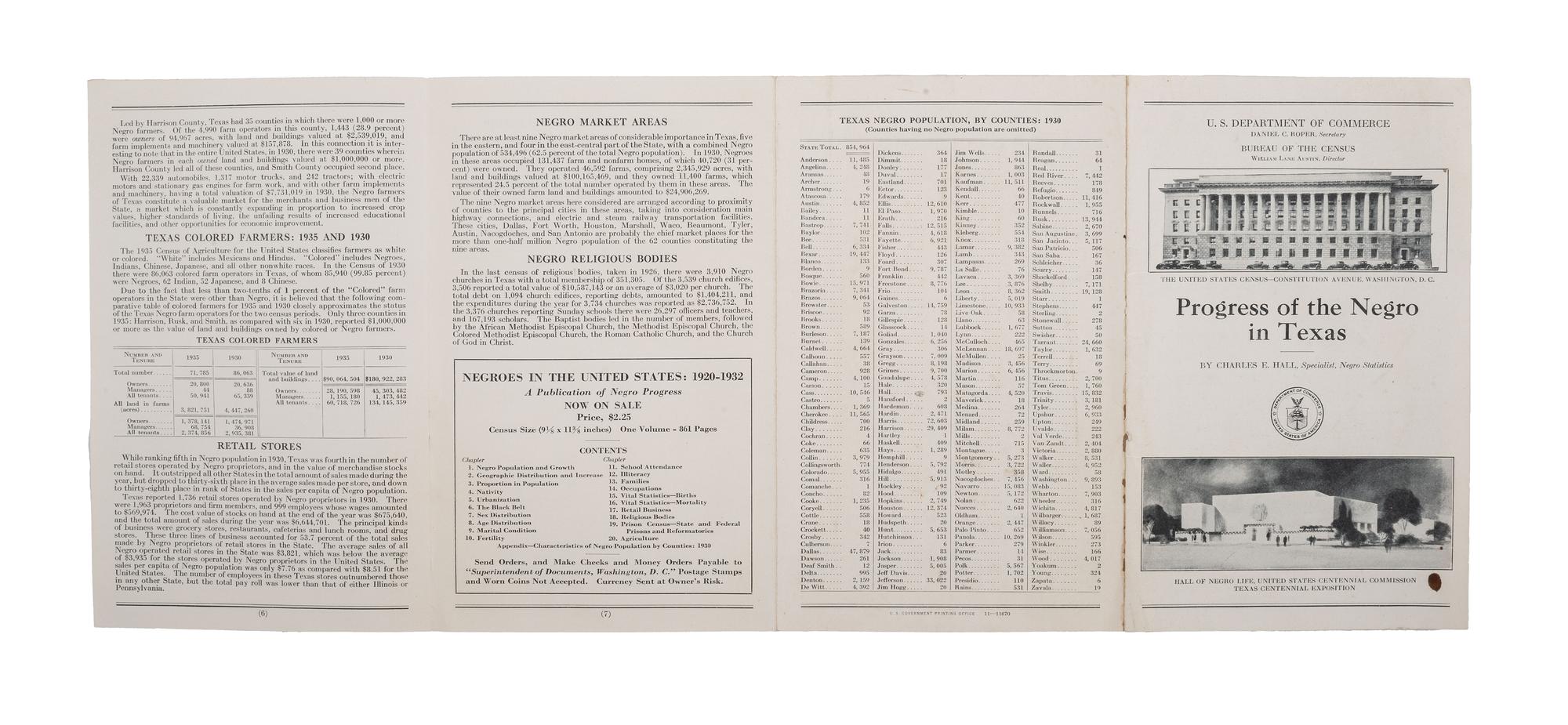 [CIVIL RIGHTS]. HALL, Charles E. (1868-1969). Progress of the Negro in Texas. [Washington, D.C.]: U.S. Government Printing Office, [1936].
