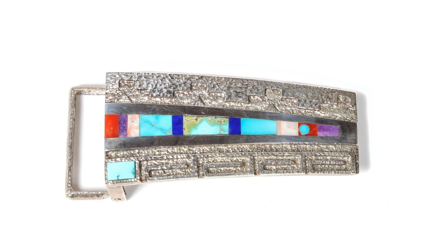 Jason Begaye (Dine, b. 1968) Tufa Cast Silver Buckle Length 3 inches