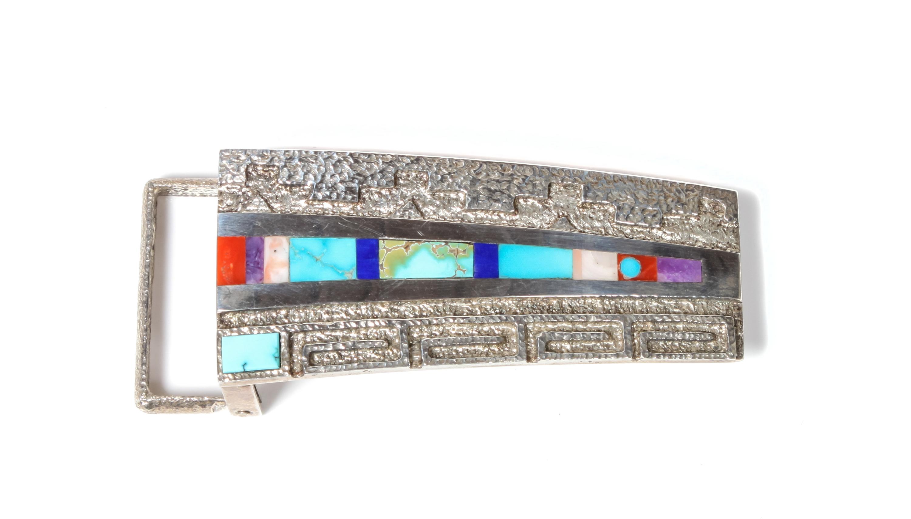 Jason Begaye (Dine, b. 1968) Tufa Cast Silver Buckle Length 3 inches