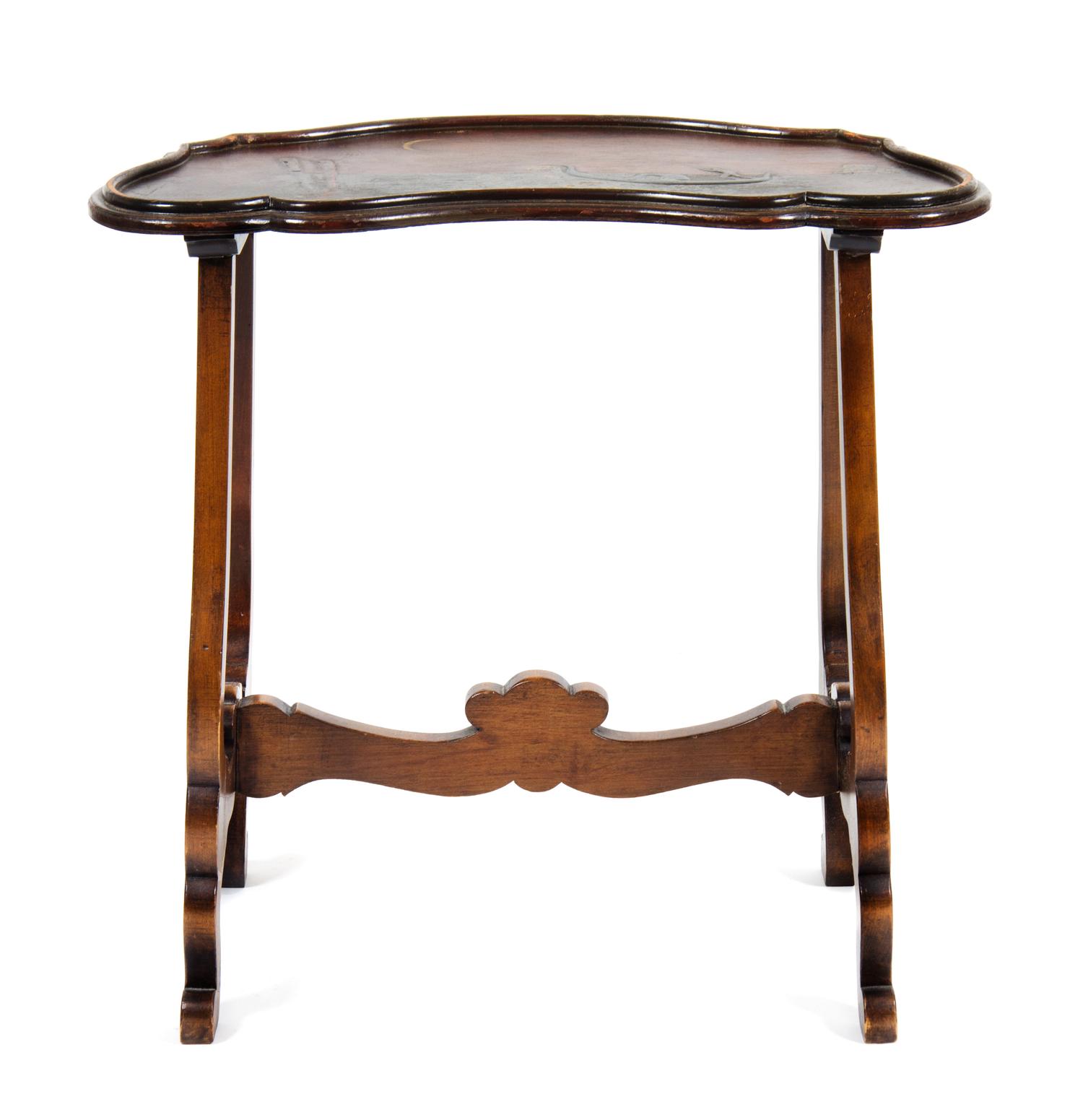 An Italian Walnut Side Table Height 23 x width 12 x depth 22 1/2 inches.