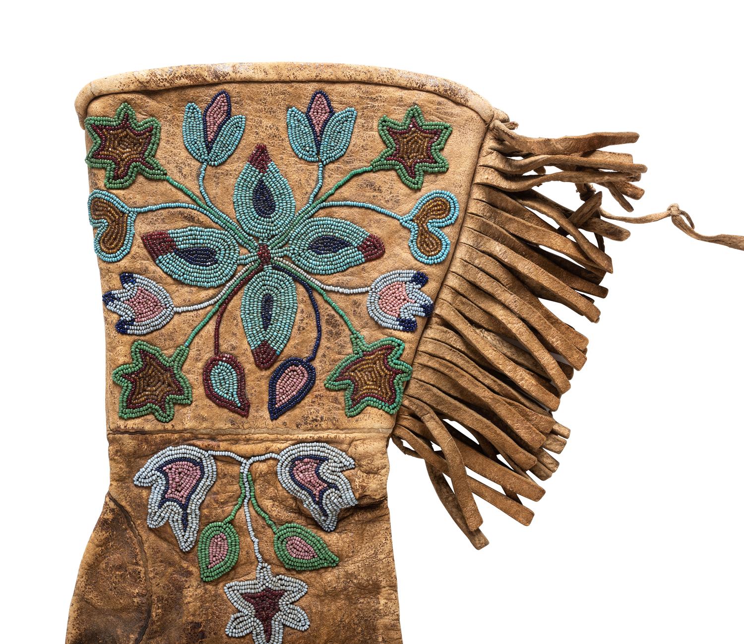 Collection of Beaded Hide Gauntlets and Mittens