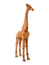 A Carved Pine Figure of a Giraffe