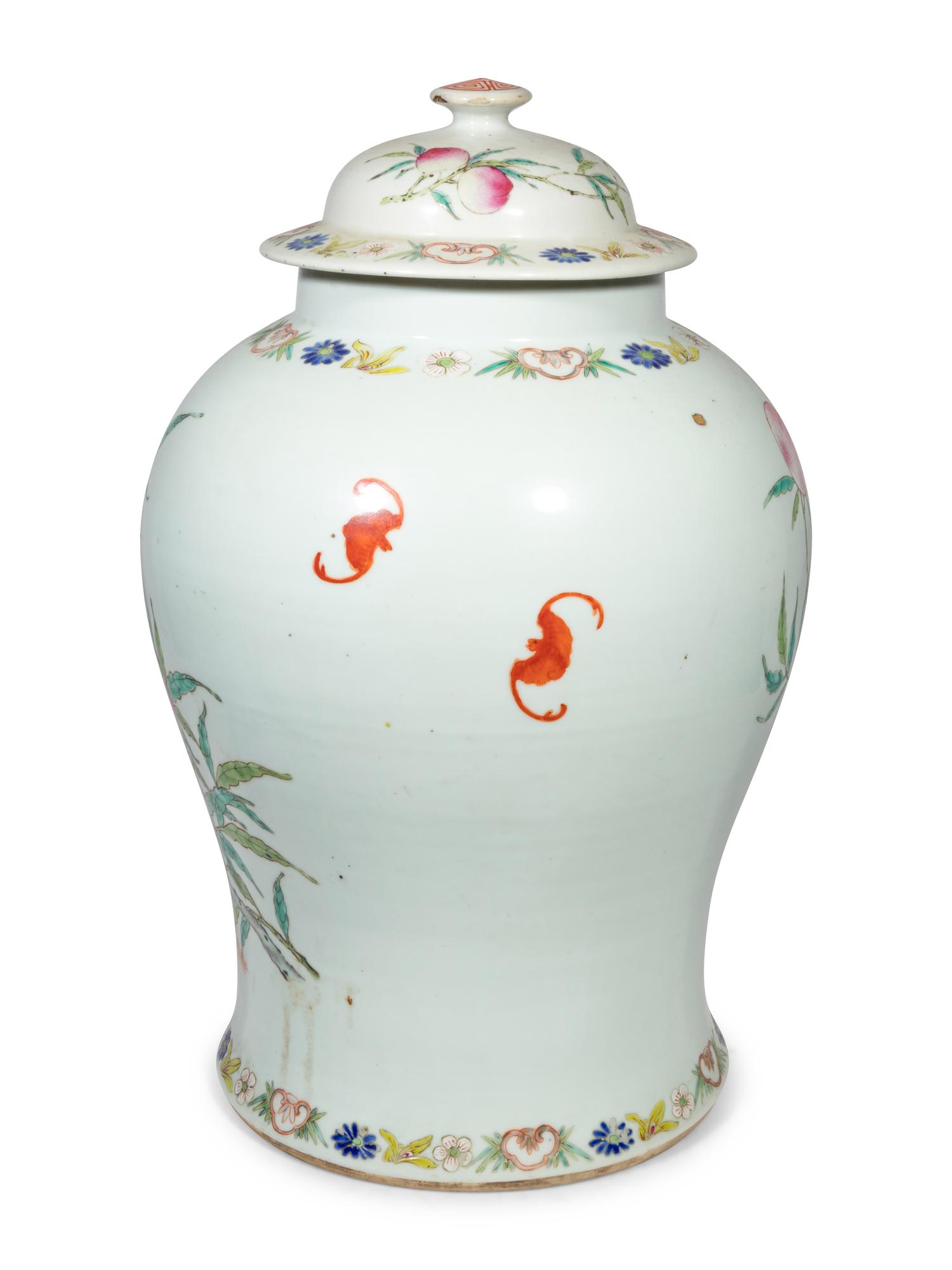 A Chinese Export Porcelain "Bats and Peaches" Jar