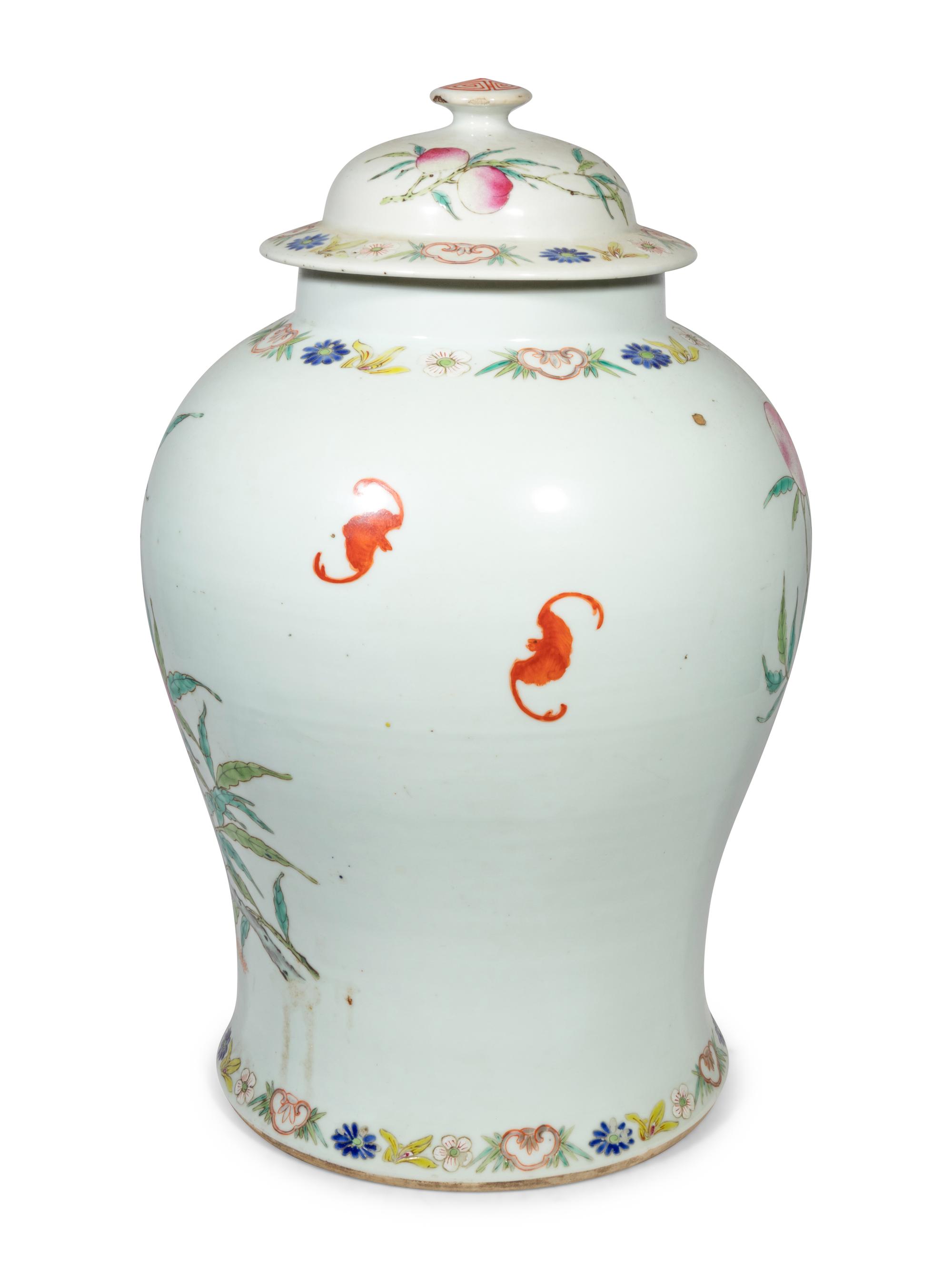 A Chinese Export Porcelain "Bats and Peaches" Jar
