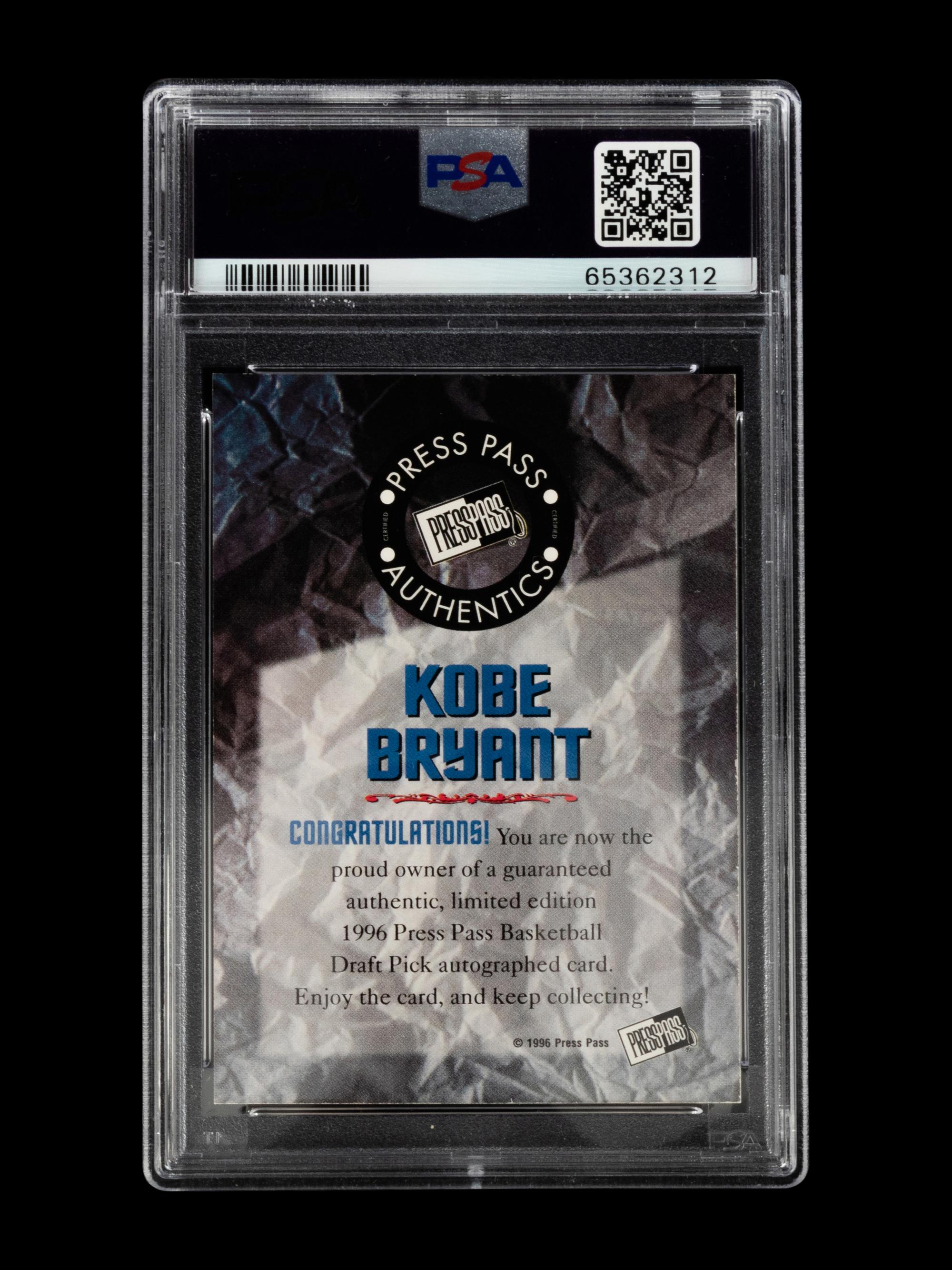 A 1996 Press Pass Autographs Kobe Bryant Signed Rookie Basketball Card No. 2 (PSA Authentic)