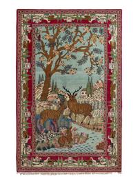A Kirman Pictorial Wool Rug
