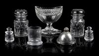 A Group of Glass Table Articles Height of tallest 6 1/8 inches.