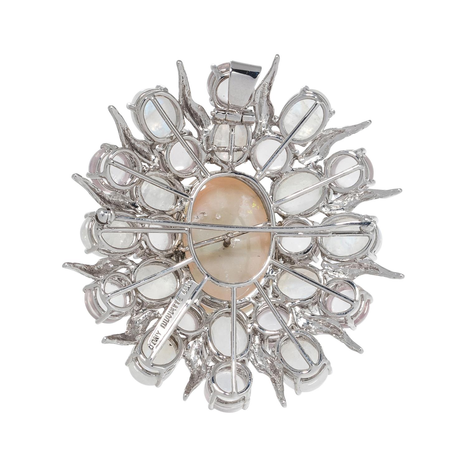 TONY DUQUETTE, MOONSTONE AND OPAL PENDANT/BROOCH