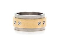 An 18 Karat Yellow Gold and Stainless Steel Santos 100 Ring, Cartier, 13.90 dwts.