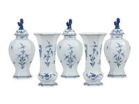 A Delft Earthenware Five-Piece Garniture