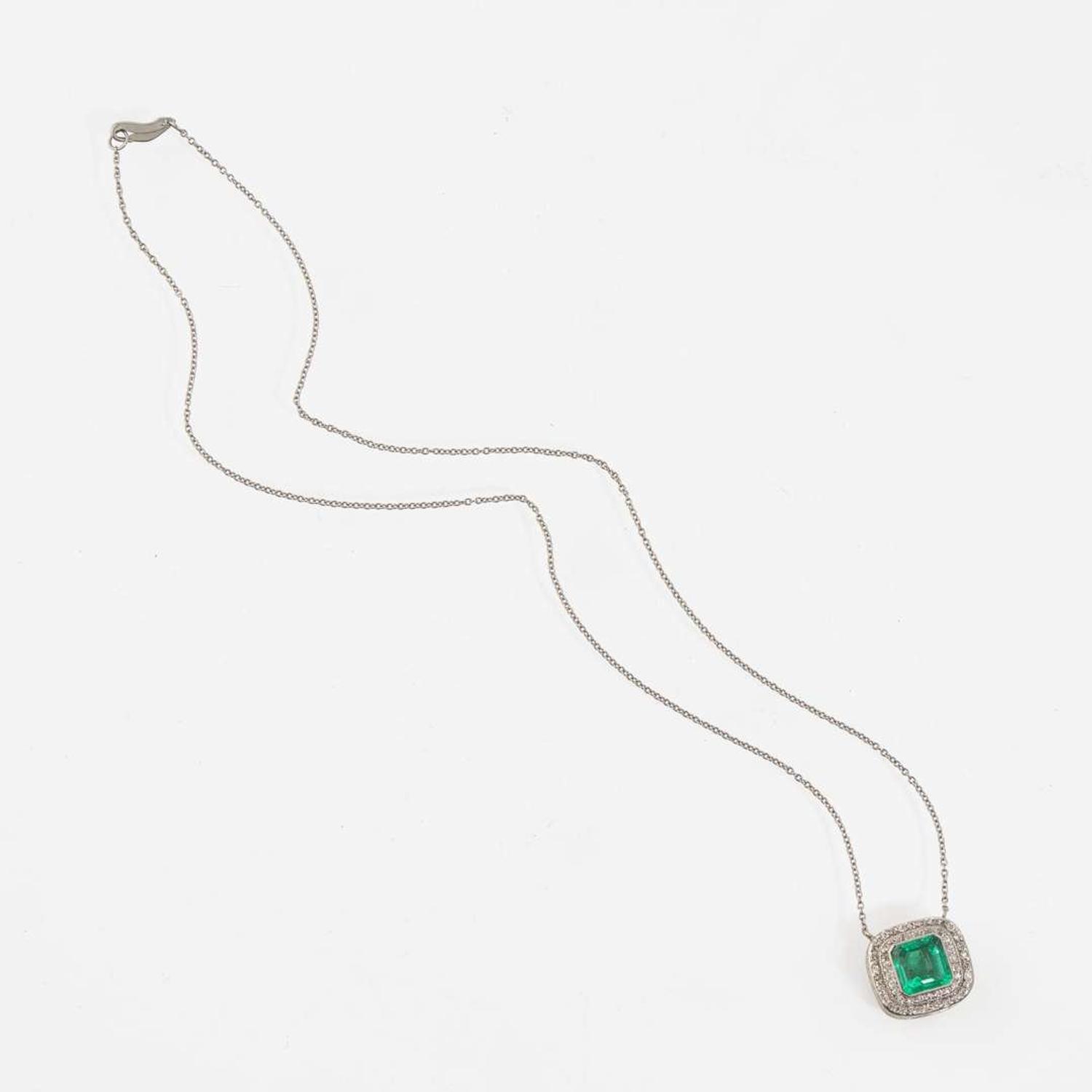 A Platinum, Emerald, and Diamond Necklace