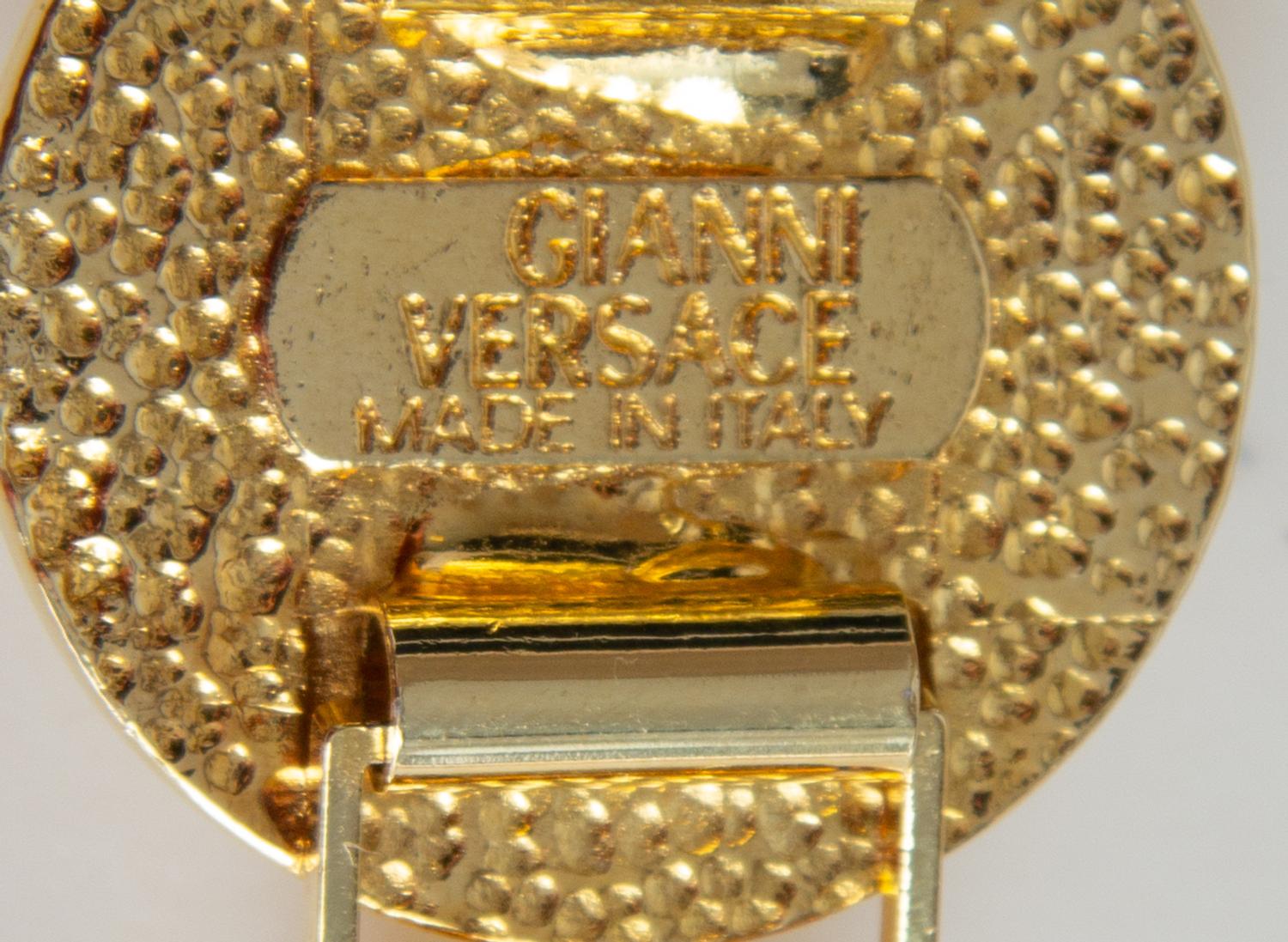 A Gianni Versace Pearl and Medusa Medallion Link Bracelet, 6.75" x 1.25".