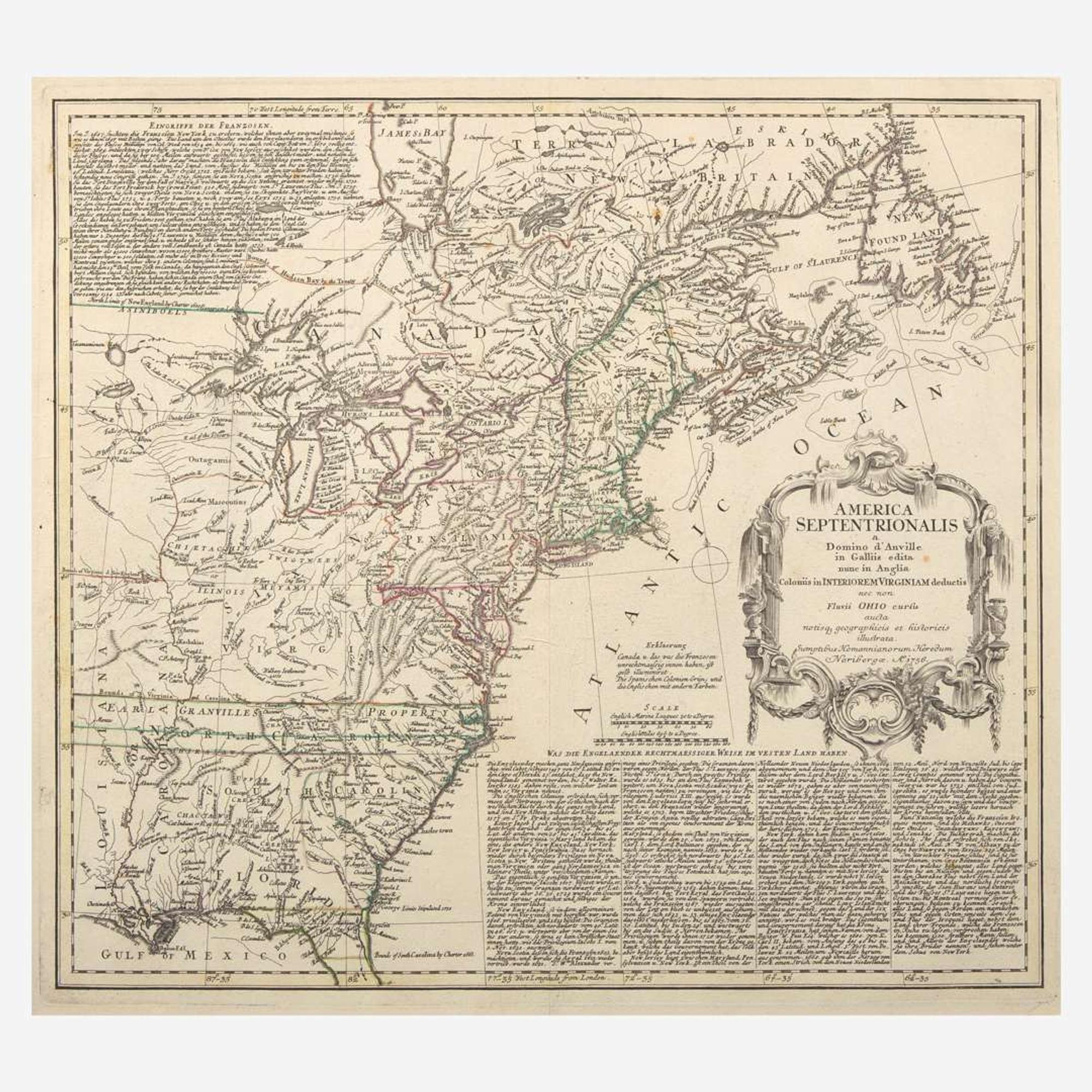 [Maps & Atlases] America Septentrionalis a Domino d'Anville in Galliis edita nunc in Anglia Coloniis in Interiorem Virginiam deductis nec non Fluvii Ohio...