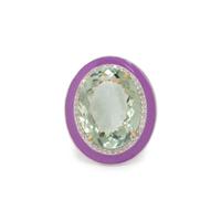 PRASIOLITE, DIAMOND AND ENAMEL RING