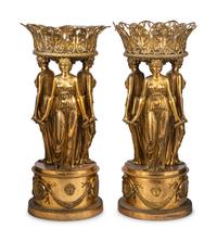 A Pair of Empire Style Gilt Bronze Figural Centerpieces