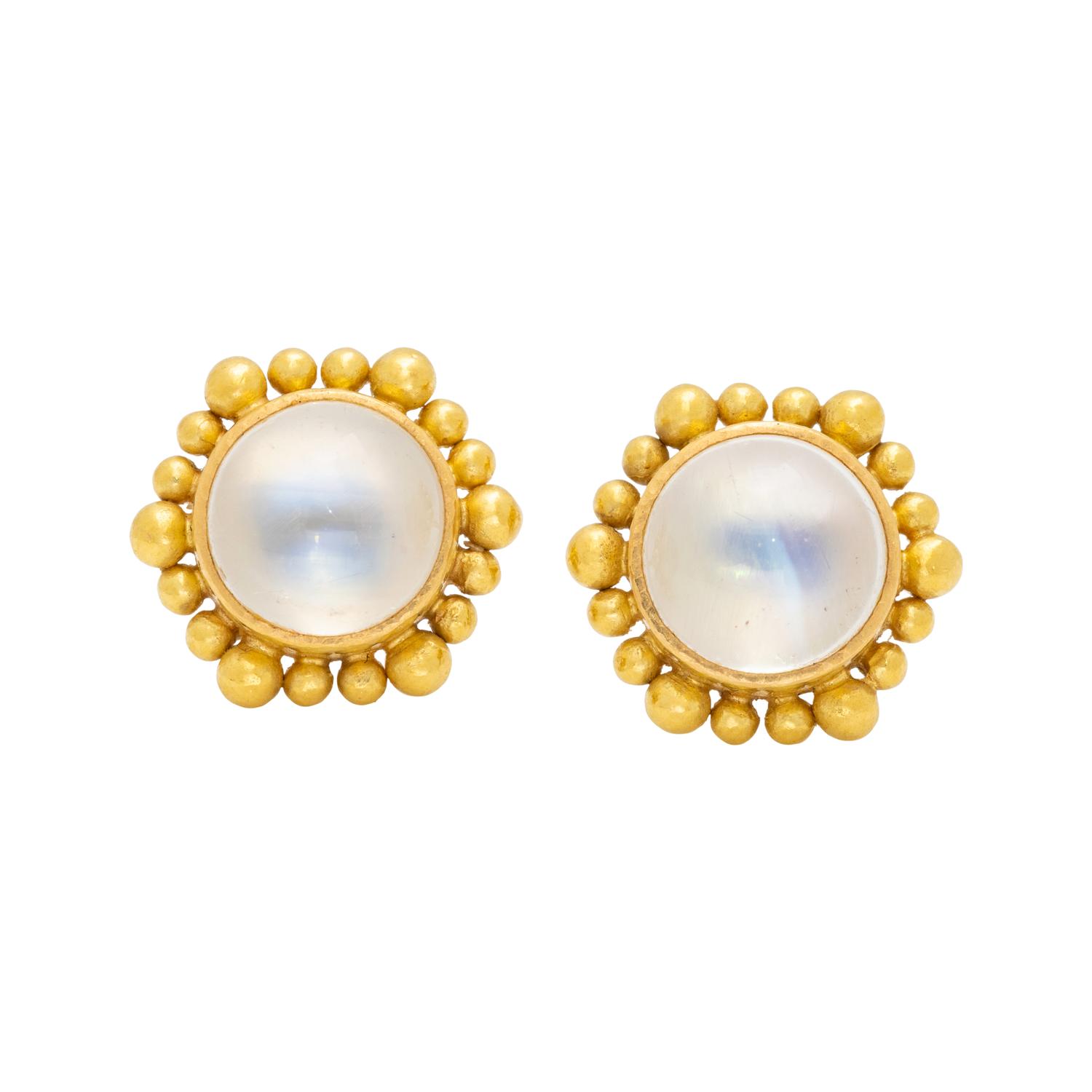 ELIZABETH LOCKE, YELLOW GOLD AND MOONSTONE EARRINGS