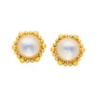 ELIZABETH LOCKE, YELLOW GOLD AND MOONSTONE EARRINGS