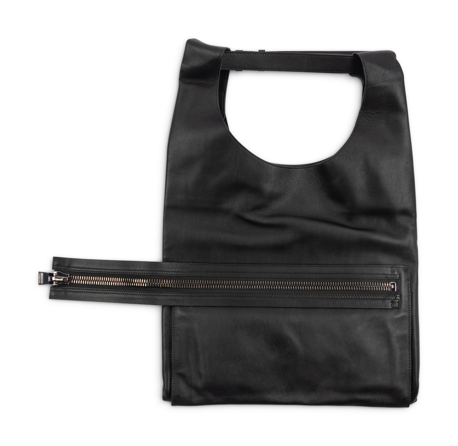 TOM FORD, BLACK LEATHER CONVERTIBLE TOTE