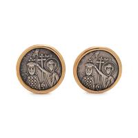 YELLOW GOLD AND COIN REPLICA EARCLIPS