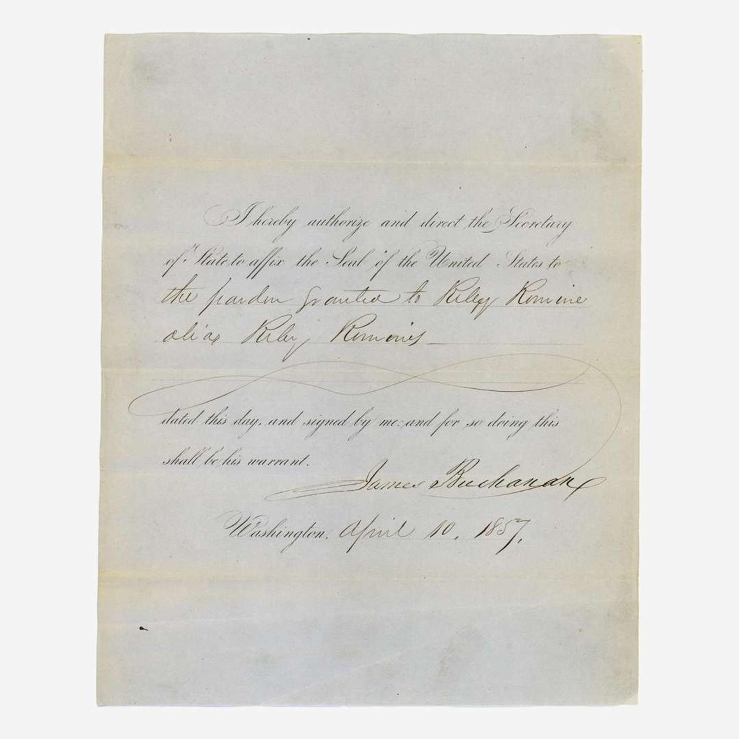 [Presidential] Van Buren, Martin, and Millard Fillmore and Franklin Pierce and James Buchanan Group of 4 Signed Documents