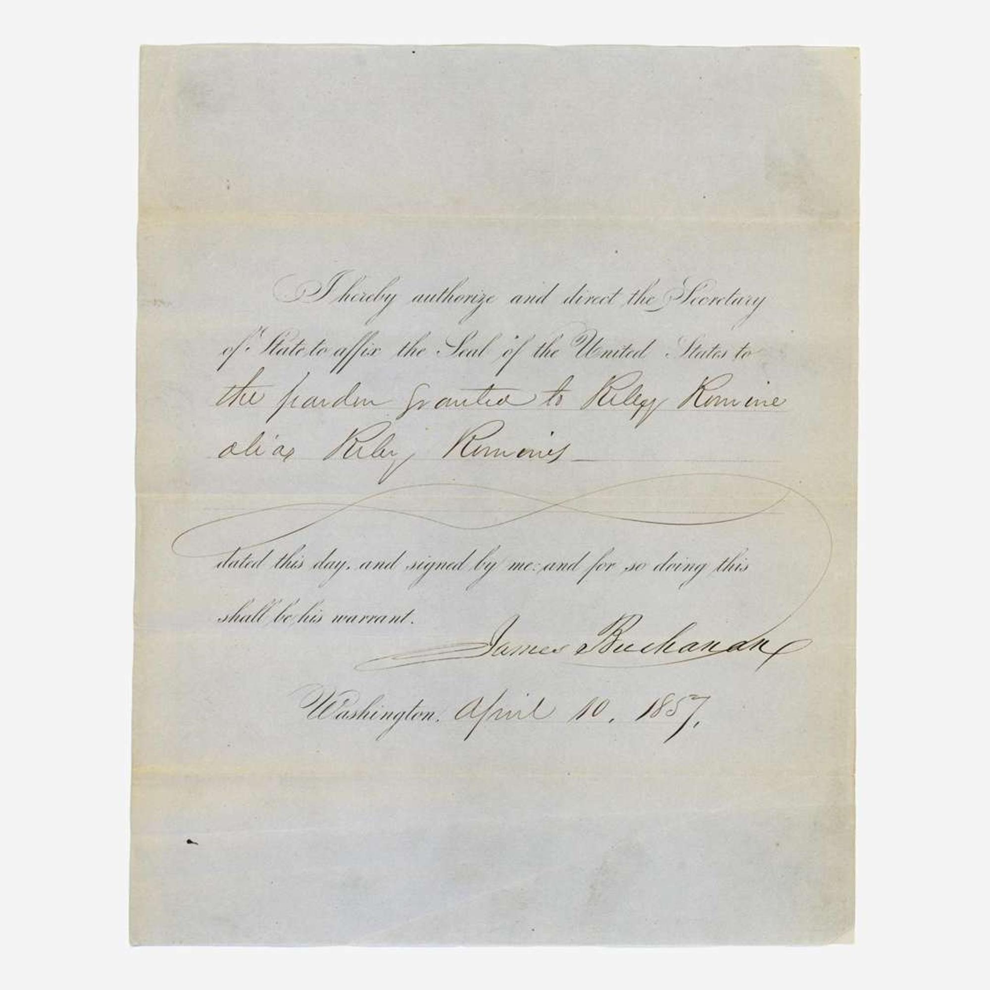 [Presidential] Van Buren, Martin, and Millard Fillmore and Franklin Pierce and James Buchanan Group of 4 Signed Documents