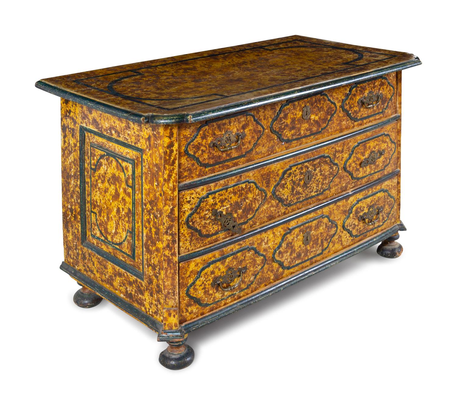 An Italian Baroque Style Faux Tortoise Shell Commode