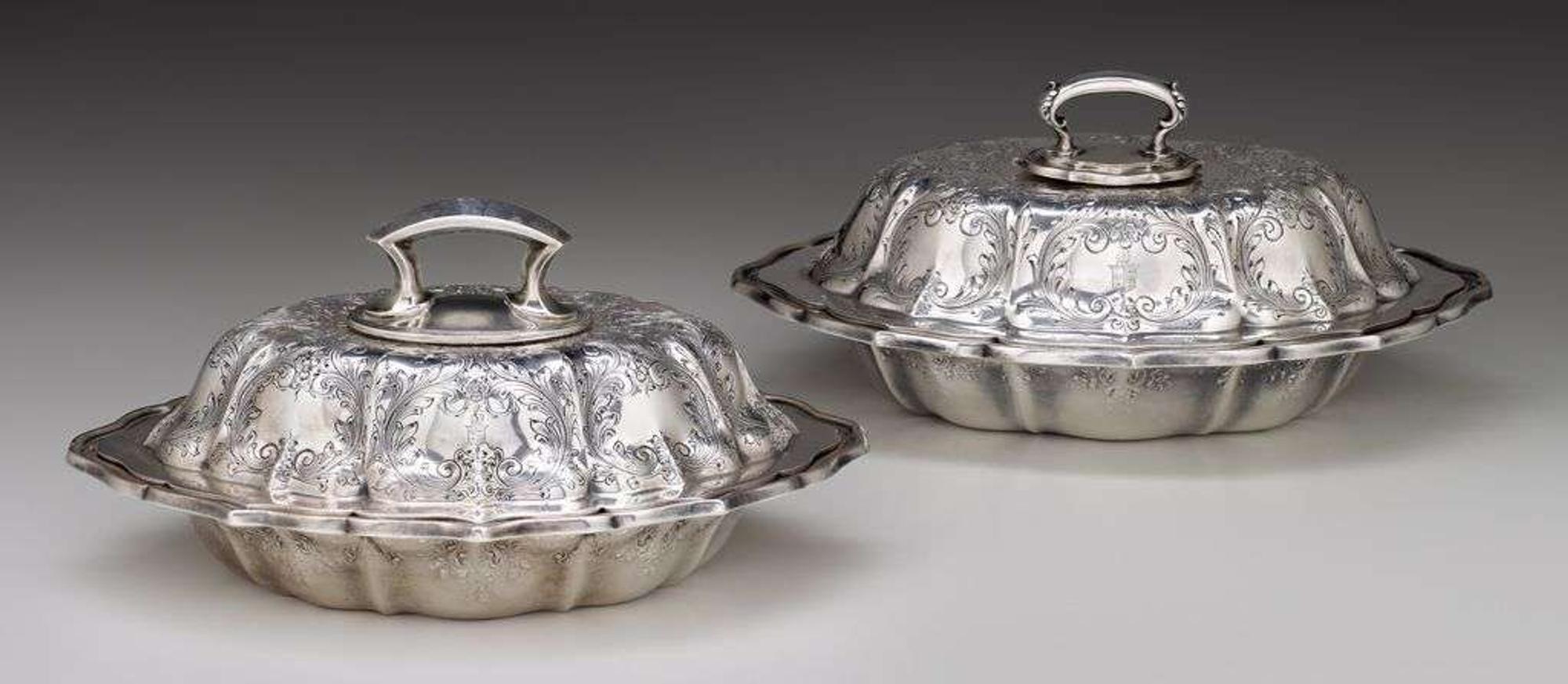 Two sterling silver covered vegetable dishes william b. durgin co., concord, nh, late 19th/20th century
