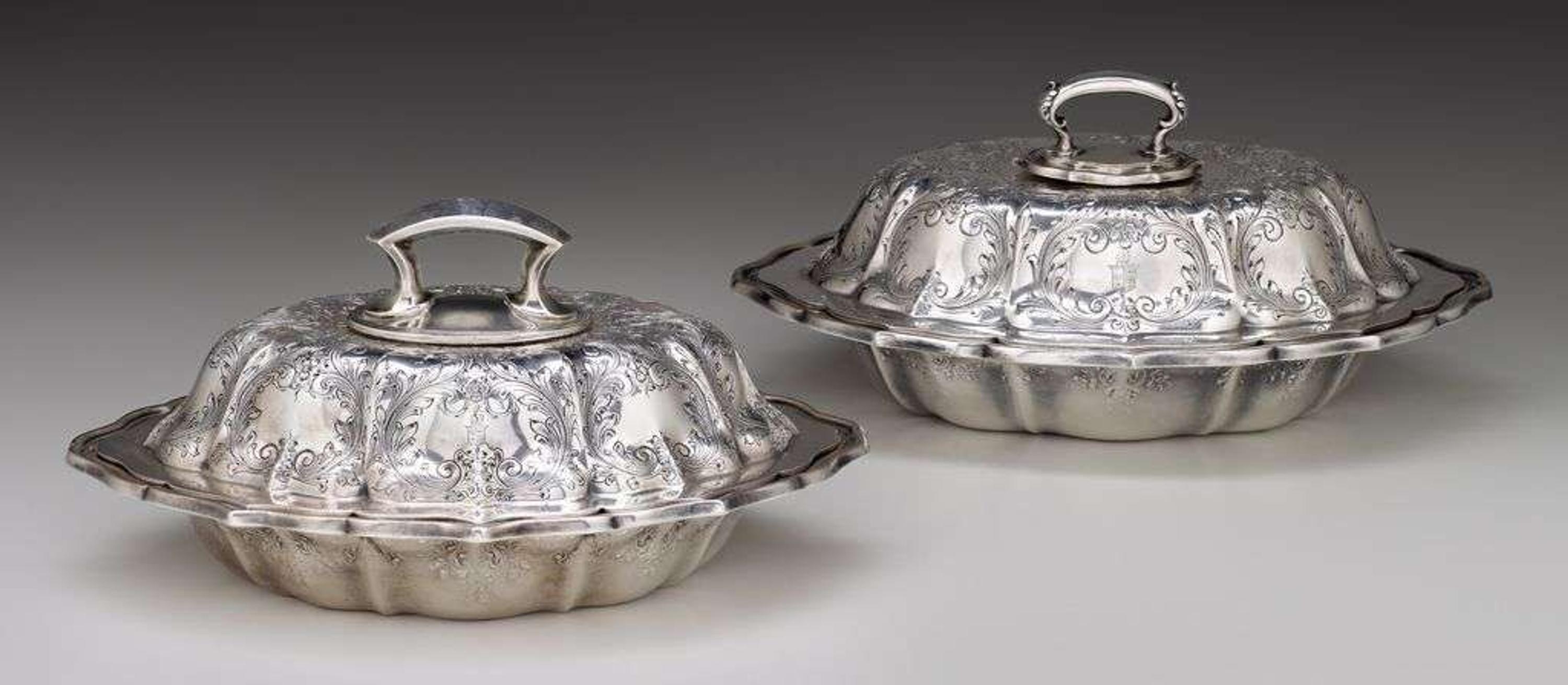 Two sterling silver covered vegetable dishes william b. durgin co., concord, nh, late 19th/20th century