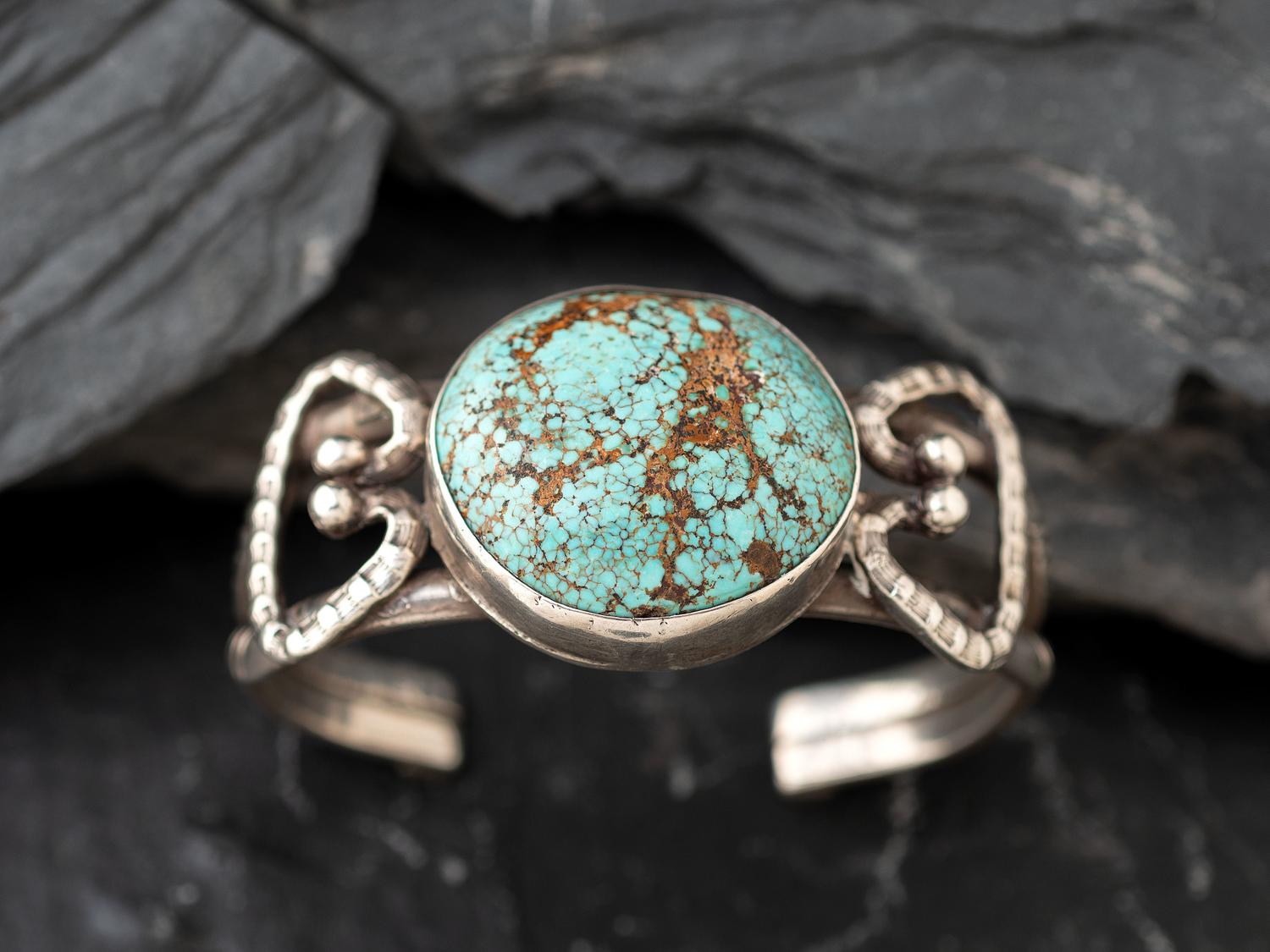 Navajo Silver and #8 Turquoise Cuff Bracelet