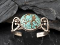 Navajo Silver and #8 Turquoise Cuff Bracelet