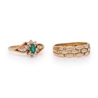 Two Yellow Gold and Gemstone Rings